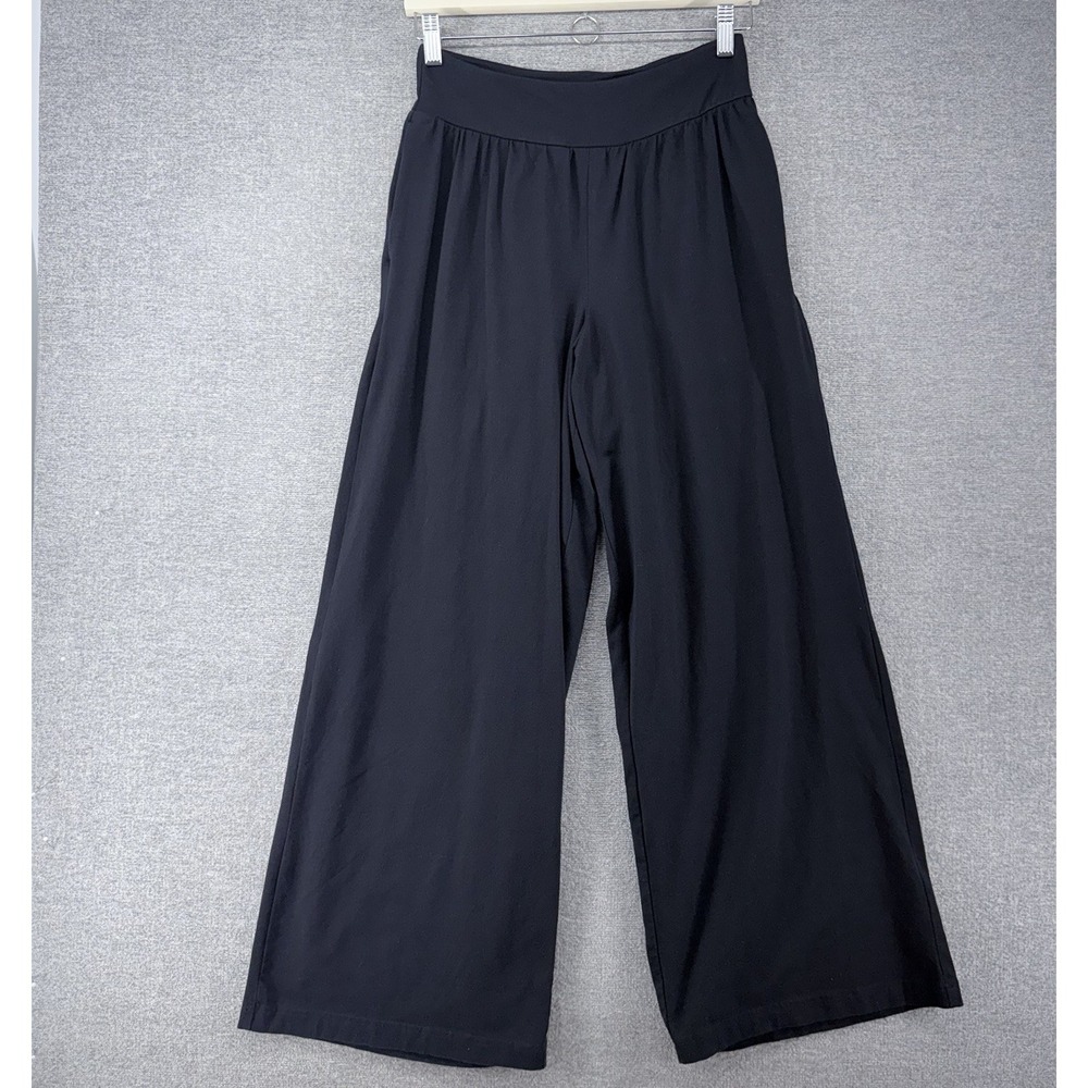 Pact Wide Leg Pants Women Size Small Black Organic Cotton Comfy Pull On